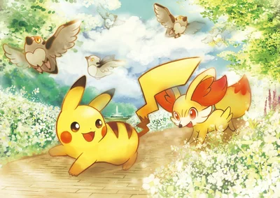 Fennekin Michi Method scene — Scene artwork (Art of Pokémon)