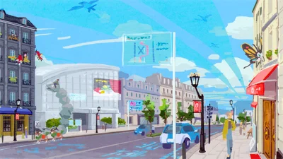 Gogoat Michi Method scene — Pokémon Z-A Concept Art - 5 Districts Where People and Pokémon Exist, Initial Concept Art