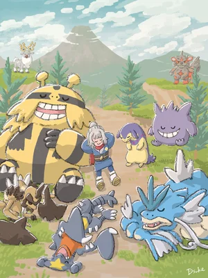 Kleavor Michi Method scene — Scene artwork (Art of Pokémon)