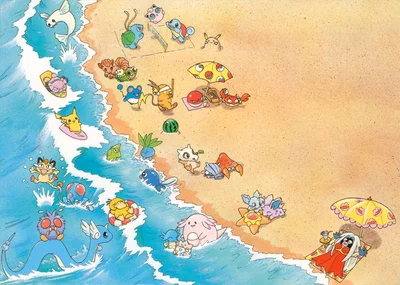 Nidoran F Michi Method scene — Pikachu's Summer Vacation Postcard - Beach by Keiko Fukuyama