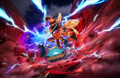 Nihilego Michi Method scene — Pokemon TCG Pocket Extradimensional Crisis Key Art