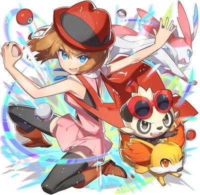 Pancham Michi Method scene — serena sylveon fennekin and pancham pokemon and 1 more drawn by saitou naoki  5489439d1e9efd65cd8bc0b856edff45