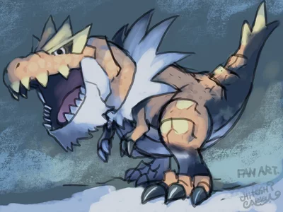 Tyrantrum Michi Method scene — Scene artwork (Art of Pokémon)