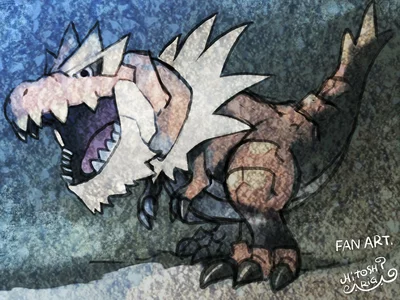 Tyrantrum Michi Method scene — Scene artwork (Art of Pokémon)