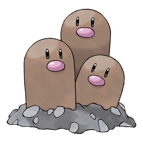 Official Dugtrio artwork - cute Dugtrio Pokémon card collector guide