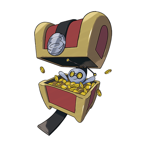 Official Gimmighoul artwork - cute Gimmighoul Pokémon card collector guide