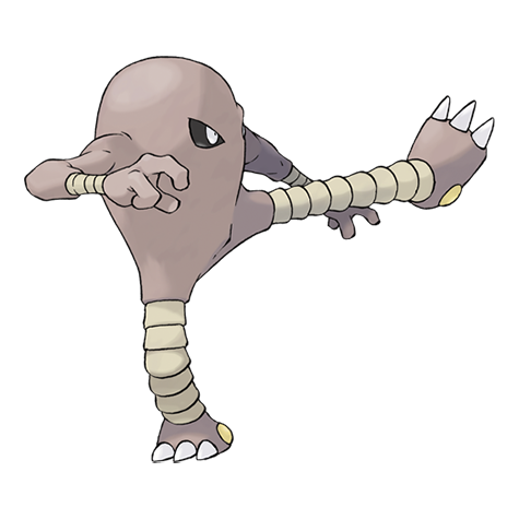 Official Hitmonlee artwork - cute Hitmonlee Pokémon card collector guide