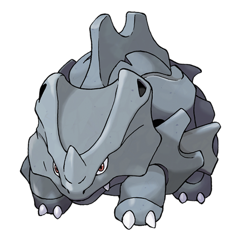 Official Rhyhorn artwork - cute Rhyhorn Pokémon card collector guide
